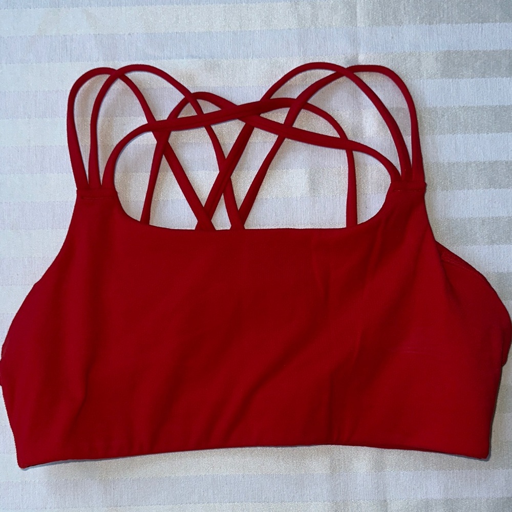 Athleta Vibrant Red Strappy Sports Bra